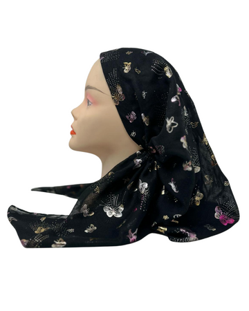 Cherie SP109A MET Metallic Butterfly Adjustable Pre-Tied Open Back Bandanna Myselflingerie.com